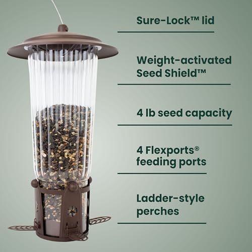 Perky-Pet Squirrel-Be-Gone Max Bird Feeder, (4) Flexport Feeding Stations