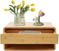 Bamboo Floating Nightstand with Storage Drawer, Wall Mounted Bedside End Tables with Open Shelf, Modern Bedside Cabinet Storage for Bedroom Living Room