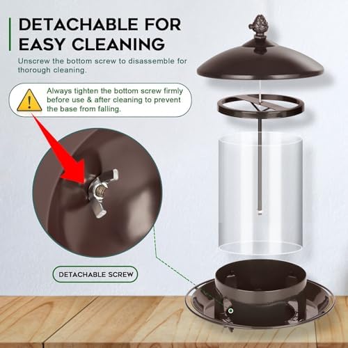 Gbekery Metal Bird Feeders for Outdoors Hanging, 360° Feeding Tray, Brown