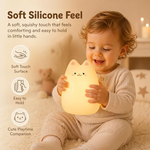 ShaArkMango Cat Night Light for Kids, Baby Nursery Night Lamp with Remote