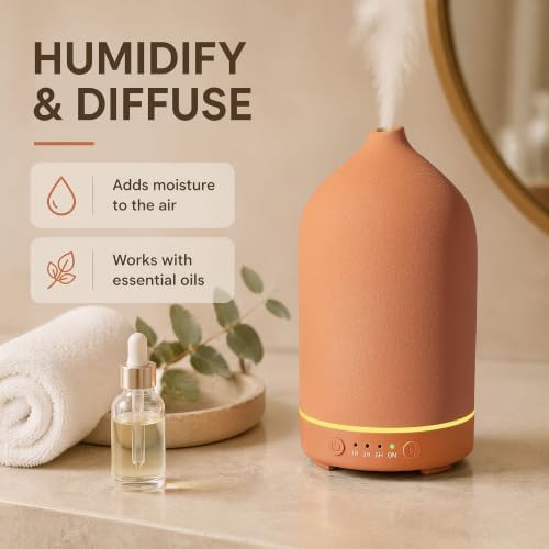 Gooamp 200ML Ceramic Essential Oil Diffuser for Home, Stone Diffuser