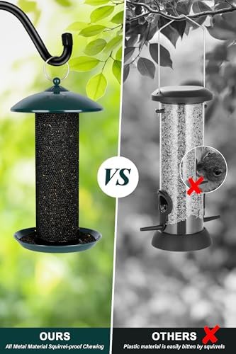 Gtongoko Finch Feeders for Outside All Metal Mesh Tube Bird Feeder Green