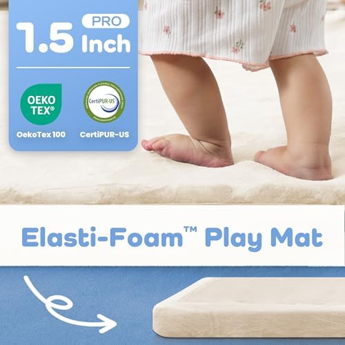 1.5" Thick Baby Play Mat for Floor,79x158 Large Memory Foam Tummy Time Mat