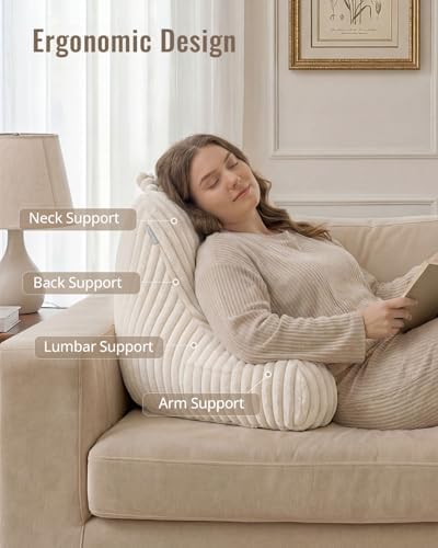 Blissful Diary Reading Pillow for Bed, Backrest Pillow, Cream White