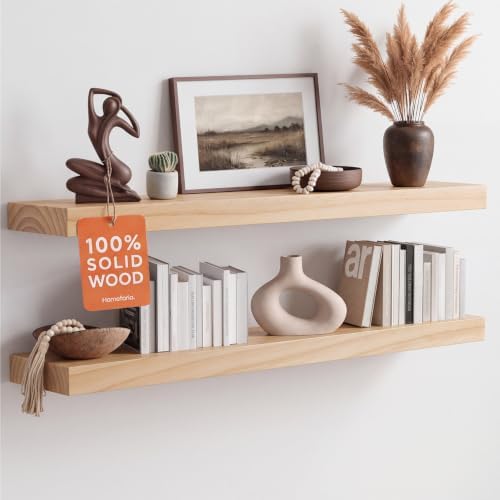 Homeforia 36 Inch Floating Shelves, High-End Solid Pine Wood, Set of 4