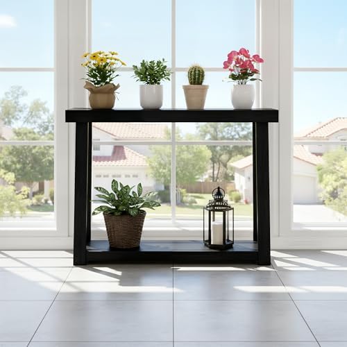 Plank+Beam Classic Console Table, with Shelf, 46 Inch, Black