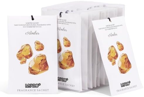 MYARO 12 Pack Amber Scented Sachets, Closet Deodorizer Car Air Freshener
