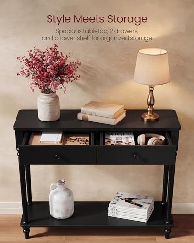 VASAGLE 39.3"Console Table, Narrow Entryway Sofa Table with Solid Wood Legs