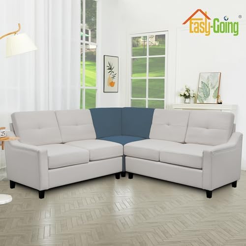 Easy-Going Stretch Soft Sectional Corner Sofa Couch Slipcover Bluestone