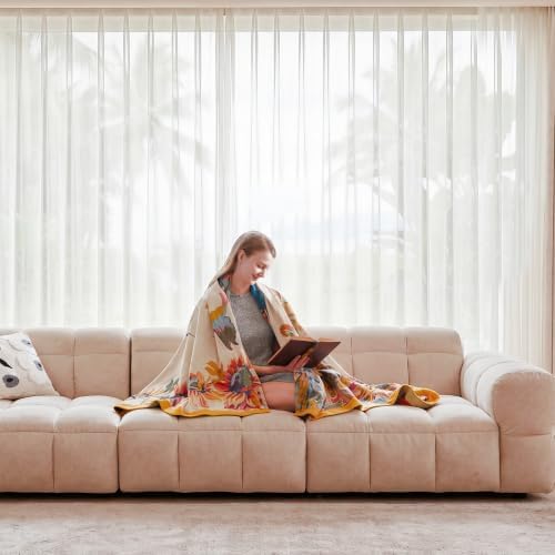 Boho Throw Blanket, 100% Cotton Lightweight Throws for Couch 50"x60"