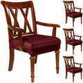 Havawish Extra Wide Dining Chair Seat Covers, Wine Red, Velvet, 4 Pcs