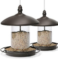 Pack of 2 - Metal Roof Bird Feeder for Backyard Birds, Bronze.