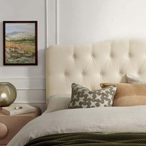 Modway Annabel Premium Linen Blend King Headboard in Linen - Soft Fabric Headboard Only with Diamond Button Tufting and 7 Height-Adjustable Positions