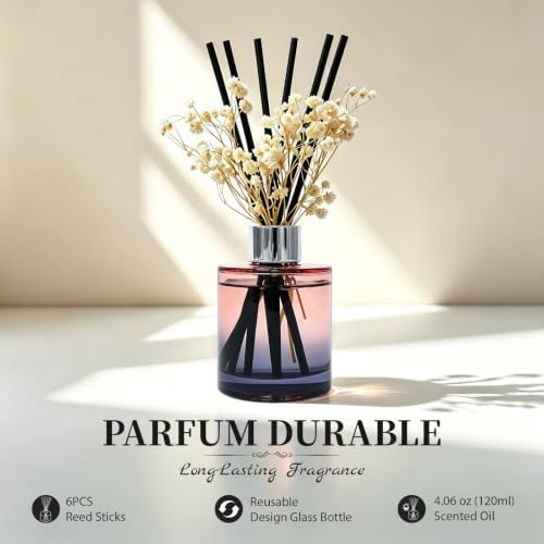 Brakula Reed Diffuser Set, White Jasmine Scent, 4.06 fl oz Essential Oil