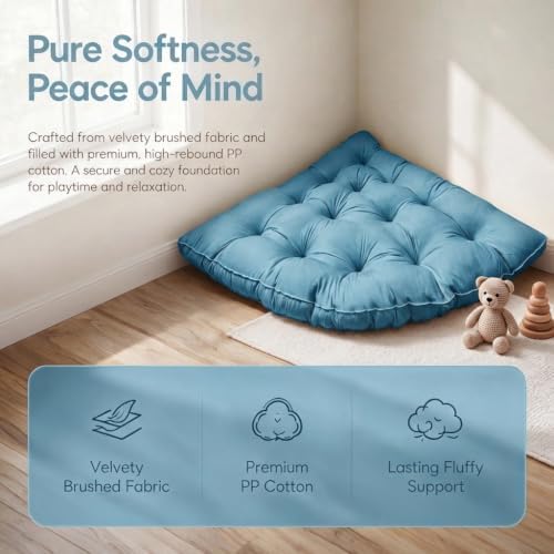 TOPCHANCES Large 4-Inch Thick Floor Cushion for Kids,39" Round Corner Playroom Pillow,Soft Non-Slip Floor Seat for Dorm Room,Bedroom Nooks&Reading Corners