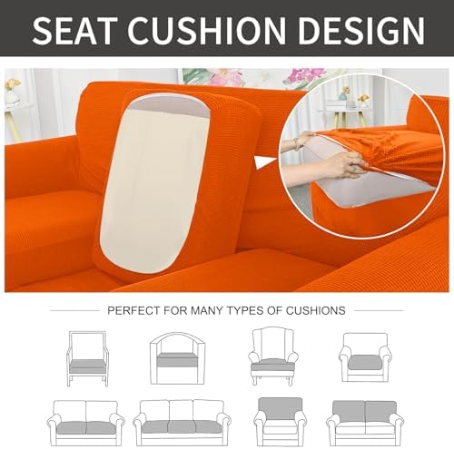 4 Pieces Stretch Couch Cover for Oversized Sofa, Orange