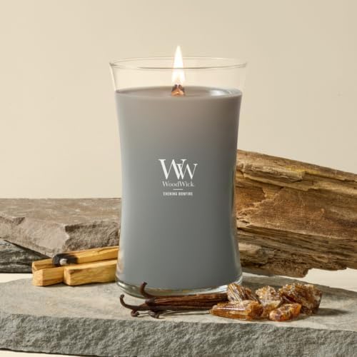 WoodWick Evening Bonfire Scented Candle, Crackling Wick, 21.5oz