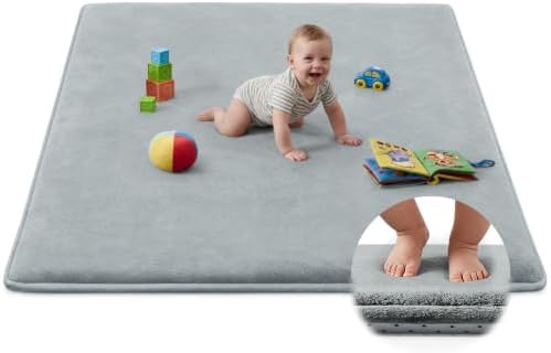 Baby Play Mat Floor,Tummy Time Area Rug 50x50 Playpen Muscle Mat Light Grey