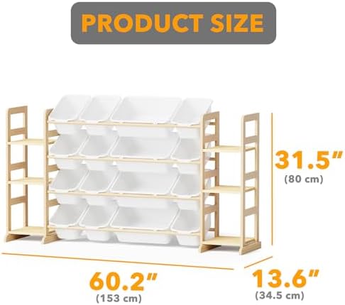 SpaceAid Toy Storage Organizer with 6 Shelves and 16 Bins, Toy Organizers Storage Bookshelf, Kids Bin Shelf Toys Box Bookcase for Bedroom Playroom Organization Room Decor, White