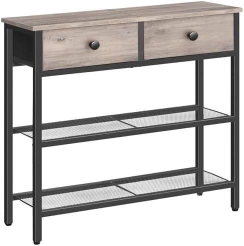 HOOBRO 29.5" Narrow Console Table with 2 Fabric Drawers, Small Sofa Table