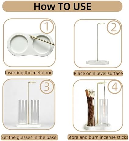 Glass Incense Holder,White Nordic Minimalist Incense Sticks Burner Holder with Storage,Luxe Hang Upside Down Incense Holder for Sticks with Ash Catcher for Meditation Yoga Room (White)