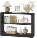 FATORRI Entryway Console Table with 3-Tier Storage Shelves, Rustic Farmhouse Narrow Sofa Table for Living Room, Hallway, Behind Couch (Black)