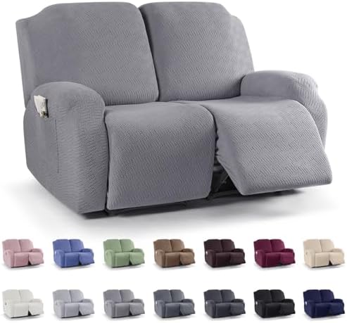 KinCam Loveseat Recliner Covers, Stretch Reclining Cover, Light Gray