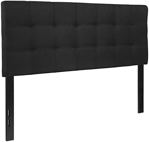 BizChair Quilted Tufted Upholstered Full Size Headboard in Black Fabric