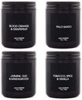 Lulu Candles | 4 Pack Scented Candles Gift Set | Gift Set for Home, Men, and Women | Jasmine, Oud & Sandalwood, Blood Orange & Grapefruit, Tobacco, Spice & Vanilla, and Palo Santo (4PCS - 7 Oz/Each)