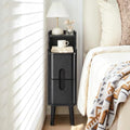 FurSch Narrow Nightstand, Wooden Small 2 Drawer Night Stand (Black-1 pc)
