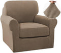 Turquoize 2 Piece Chair Covers Armchair Slipcovers for Living Room Small Armchair Chair Cover with Arms Washable Furniture Cover for Chairs Feature Thick Jacquard Fabric (Small Armchair, Macchiato)
