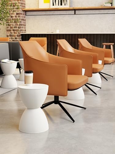 Euro Style Sallie Indoor/Outdoor Stool or End Table | Modern Hourglass Accent Style | UV- Protected Plastic Extra Seating or End Table for Patio, Balcony, Poolside, Entryway, or Living Room | White