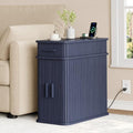ONRBRILL Fluted End Table, Narrow Side Table, 23.62" H, Blue
