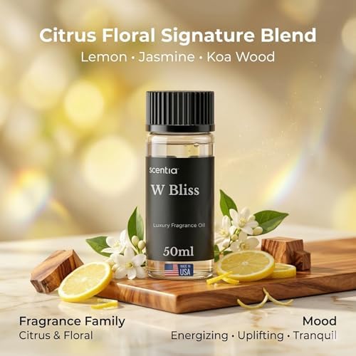 W Bliss Scent Diffuser Oil, Bergamot Lemongrass Jasmine Blend, 50 mL