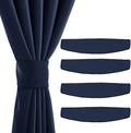 NICETOWN Magnetic Curtain Tiebacks Modern Handmade Tie Backs Decorative Curtain Holdbacks for Drapes (Navy Blue,15 X 4 Inches, Set of 4)