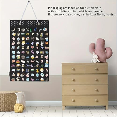 PACMAXI Hanging Brooch Pin Organizer, Display Pins Storage Case, Brooch Collection Storage Holder, Holds Up to 96 Pins.(Not Include Any Accessories) (Head Triangle Hole-Black, Small)