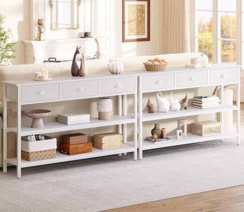 Furologee 47" Console Table Set 2 with 3 Drawers,Entryway Table with Shelf