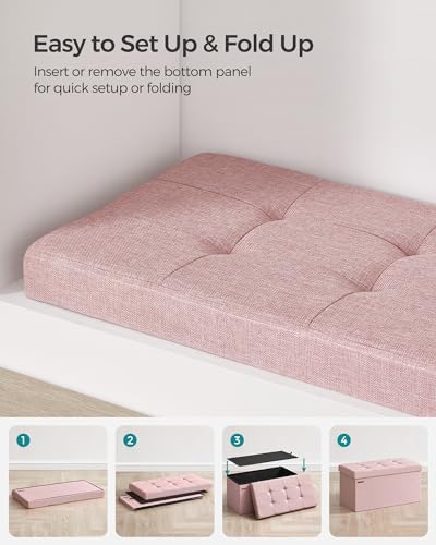 SONGMICS 30 Inches Folding Storage Ottoman Bench, Load 660 lb