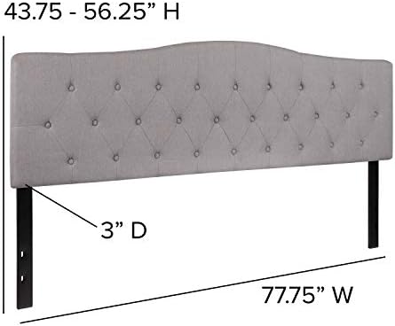 Flash Furniture Cambridge Tufted Upholstered King Size Headboard in Light Gray Fabric
