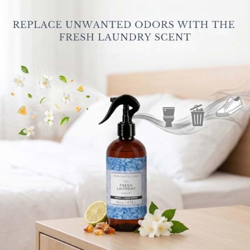 Abbey & Sullivan Linen Spray, Fresh Laundry Scent with Fresh Green Floral Musk, Pack of 2, 16 oz