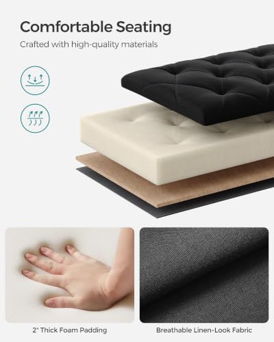 SONGMICS Storage Ottoman Bench, Foot Rest with Legs, Load up to 661.4 lb