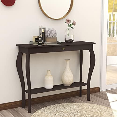 ChooChoo 39" Narrow Entryway Table with Drawer, Espresso