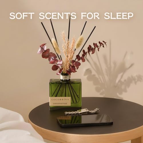 COCORRÍNA Dried Flowers Reed Diffuser, Sandalwood Rose Scent 6.76 fl oz