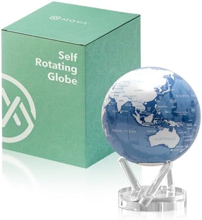 MOVA Self Rotating Globe, Sky Blue and White Signature (6")