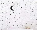 Moon and Stars Wall Decal Vinyl Sticker for Kids Boy Girls Baby Room Decoration Good Night Nursery Wall Decor Home House Bedroom Design YMX16 (Black)