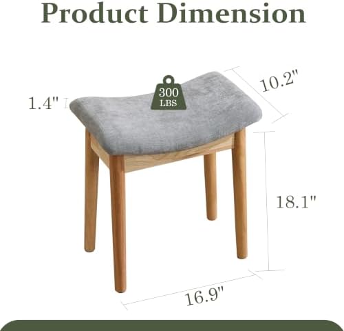 Royal Windsor Vanity Stool, 18" H Makeup Chair,Small Ottoman Stool