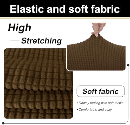 U-NICE HOME 4 Pieces Oversized Stretch Couch Cover Slipcover, Brown