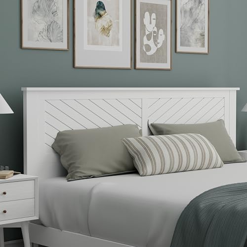 ComfIQ Serene Wood Panel Headboard with Chevron Scoring, King, White