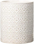 Kitchen Utensil Holder, 6x7 inch Large Ceramic Utensil Holder with Embossed Pattern, Cooking Utensil Crocks for Kitchen Countertop, Home Decor, Off-White
