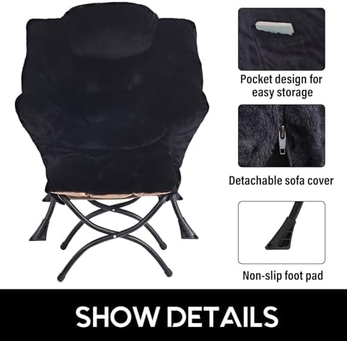 LITA Lazy Chair with Ottoman, Comfy Accent Reading Chair